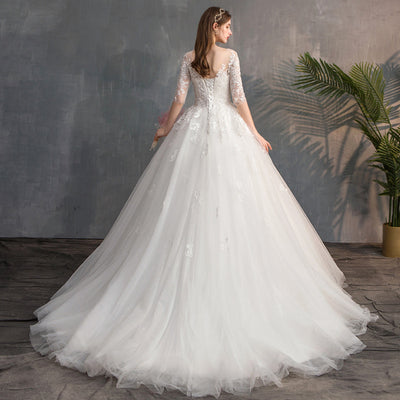 Vestido de Novia con Mangas de Encaje Elegante - Image 4