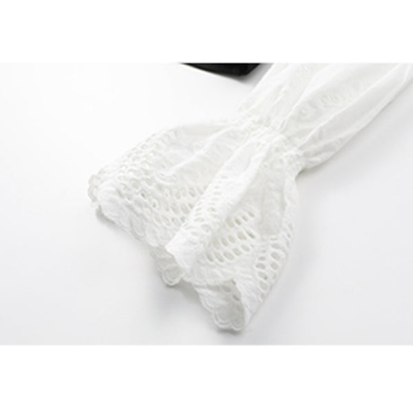 Blusa Tejida Calada con Espalda de Encaje