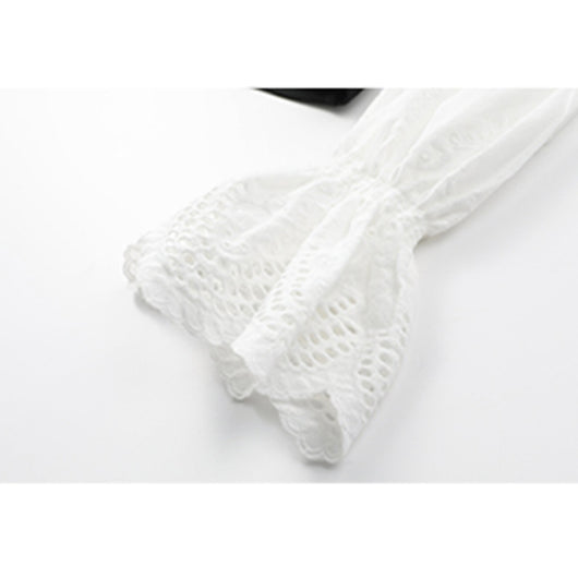 Blusa Tejida Calada con Espalda de Encaje - Image 2