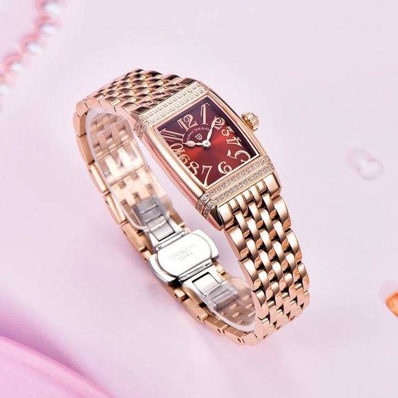 Reloj de Cuarzo para Mujer con Diamantes y Bisel Cuadrado
