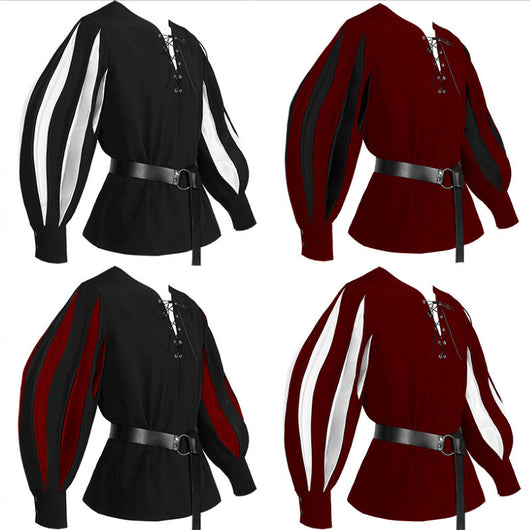 Blusa Retro con Cuello de Encaje y Cierre de Cordones para Mujer - Image 9
