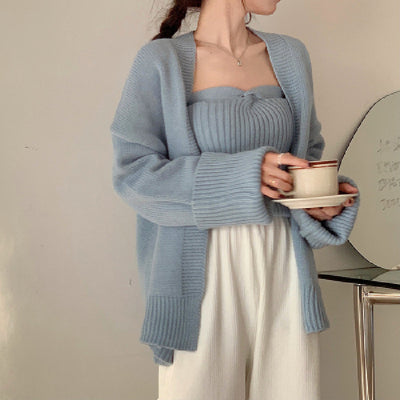 Conjunto Tejido Estilo Occidental: Top Corto y Cardigan Holgado - Image 8
