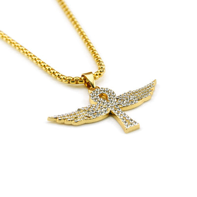Dije Alas de Ángel Hip Hop con Diamantes Dorados - Image 9