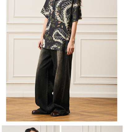 Camisa Cubana de Manga Corta con Patrón de Hueso de Serpiente - Diseño Original - Image 10