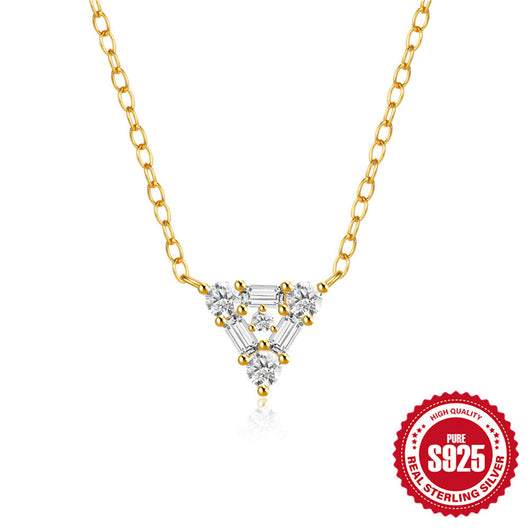 Collar Corto de Plata S925 Personalizado con Diamante Triangular para Mujer - Image 2