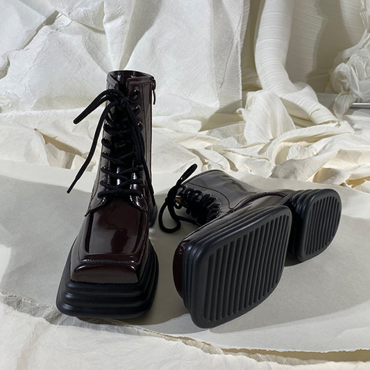 Botas Martin para Mujer con Punta Cuadrada y Suela Gruesa