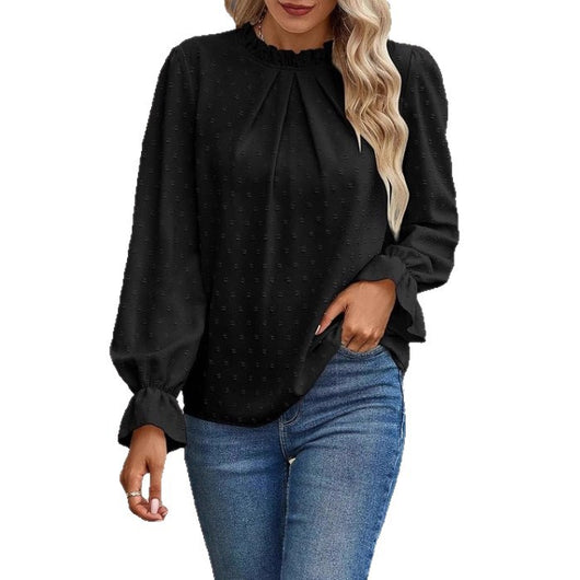 Blusa Jacquard Cuello Redondo Ajustada Efecto Reductor Manga Larga - Image 3