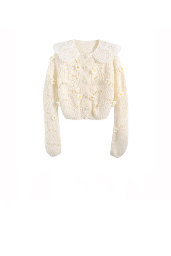 Blusa Blanca Manga Larga con Bordado Calado