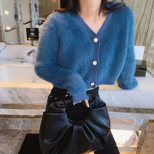 Suéter Escote V de Felpa Mink - Image 6