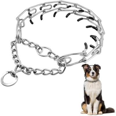 Collar de Adiestramiento Prong Acero Inoxidable Ajustable para Perros Medianos y Pequeños