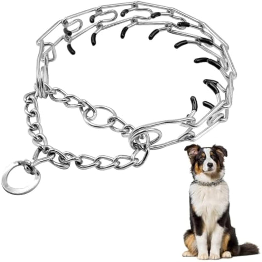Collar de Adiestramiento Prong Acero Inoxidable Ajustable para Perros Medianos y Pequeños