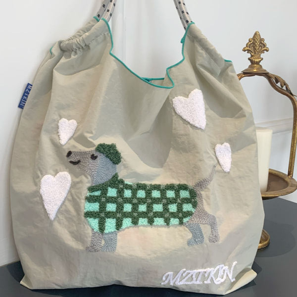 Bolsa de Compras Bordada de Nylon con Asa