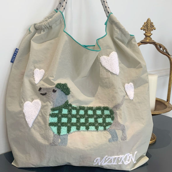 Bolsa de Compras Bordada de Nylon con Asa