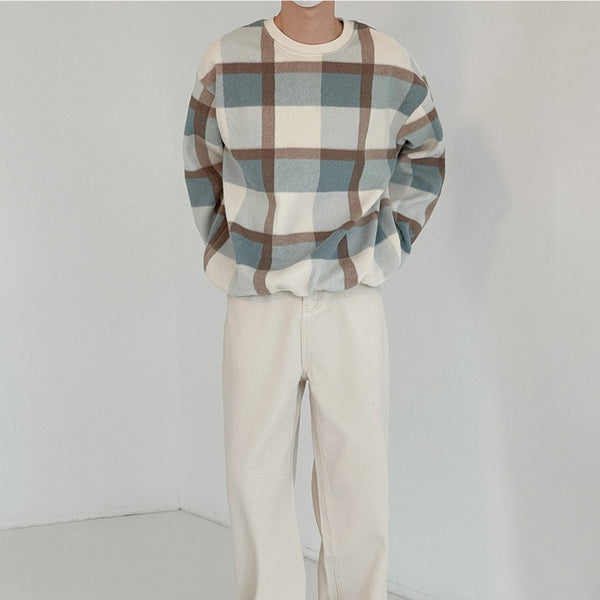 Sudadera Cuadros Texturizada para Hombre - Corte Holgado Manga Larga