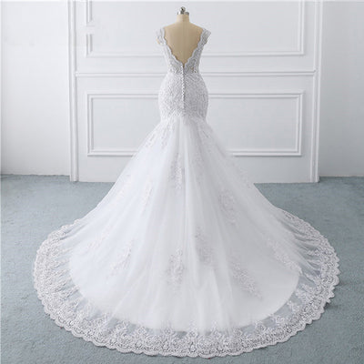 Vestido de Novia Sirena Luxury con Cola Francesa Retro Elegante - Image 3