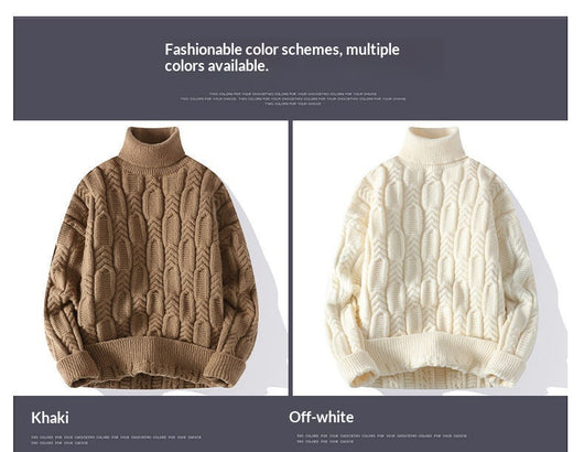 Suéter de Cuello Alto Trenzado para Hombre - Abrigo Casual y Cálido - Image 14