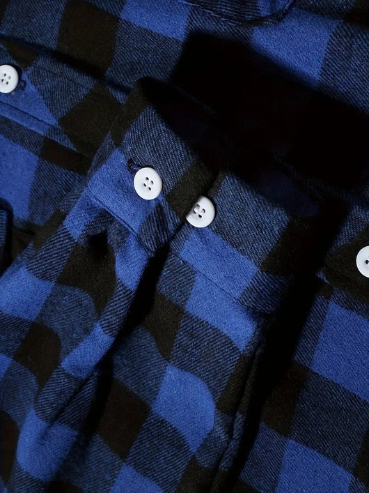 Camisa Cuadriculada Holgada de Polar para Hombre - Image 14
