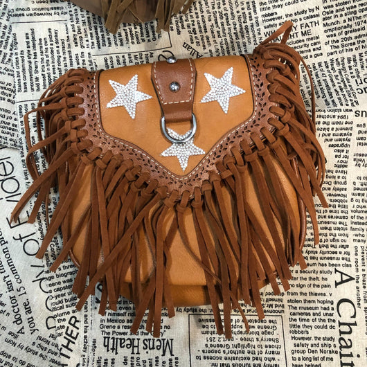 Bolso Bandolera Retro con Estrella Lentejuelas y Borlas - Image 11