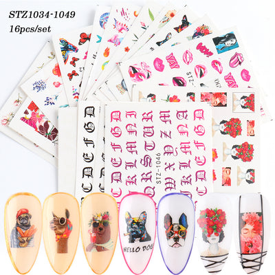 Set de Stickers para Uñas con Flores de Encaje Blanco y Negro - Image 21