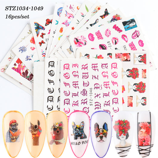 Set de Stickers para Uñas con Flores de Encaje Blanco y Negro - Image 21