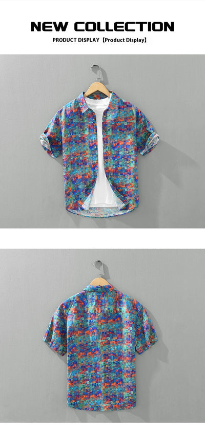 Camisa Casual Estampada de Manga Corta para Hombre - Image 9