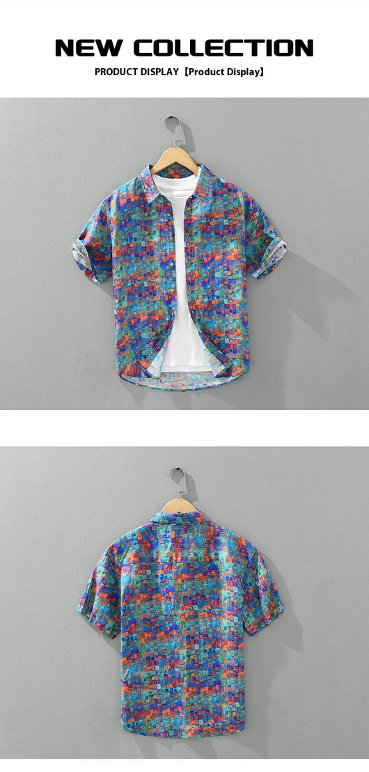 Camisa Casual Estampada de Manga Corta para Hombre - Image 9