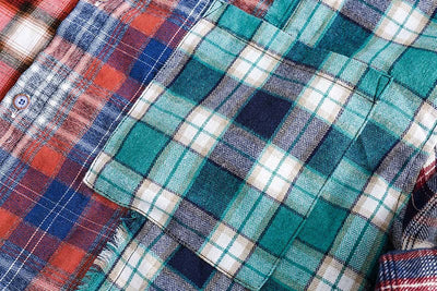 Camisa de Manga Larga Cuadros Mosaico Multicolor con Flecos para Hombre - Image 13