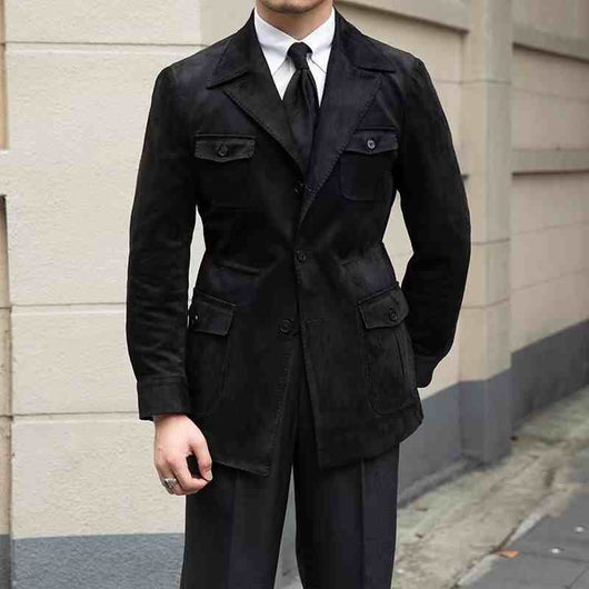 Abrigo Trench Casual Italiano de Bolsillos Múltiples para Hombre