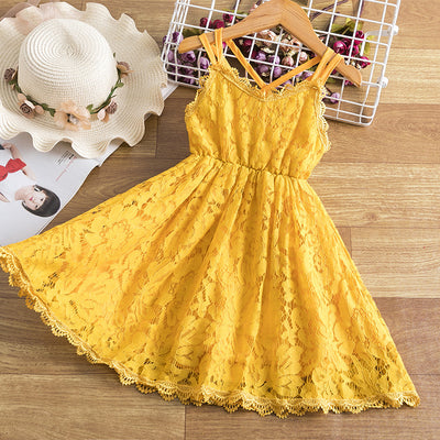 Vestido Infantil con Encaje Bordado, Tirantes y Espalda Decorativa - Image 7