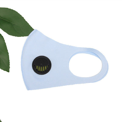 Pink knitted face mask with a black breather valve, designed for dust protection and comfortable wear. - Image 16