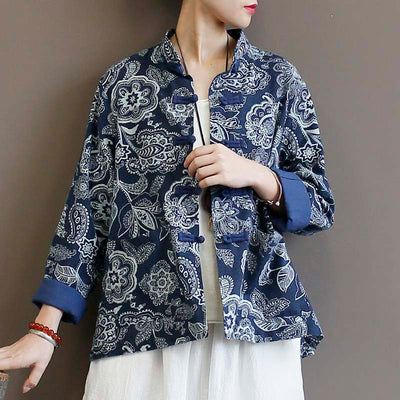 Cardigan Étnico de Algodón y Lino para Mujer - Azul Calicó - Image 17