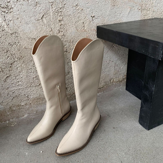 Botas Vaqueras Altas hasta la Rodilla con Tacón Grueso y Punta Fina para Mujer - Image 3