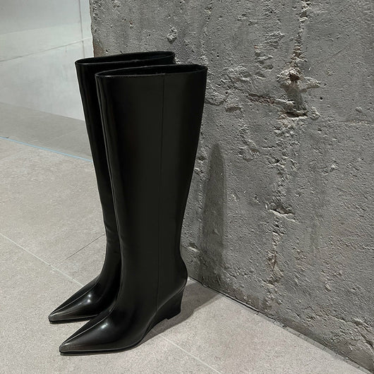 Botas Cuña Temperamento Piel de Vaca Talla Grande - Image 16