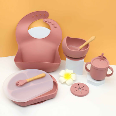 Set Completo de Plato Bowl con Cuchara y Tenedor en Silicona para Niños