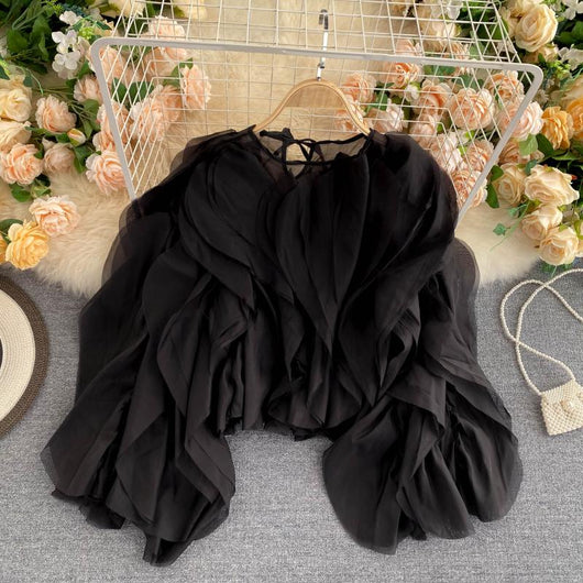 Blusa Elegante de Chifón con Volantes Superpuestos - Image 2