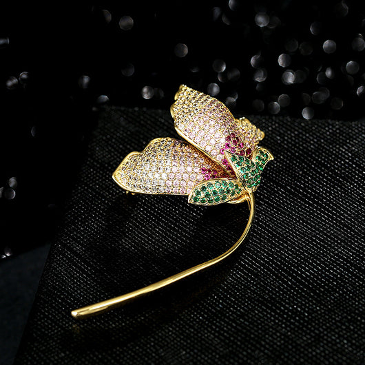 Broche de Traje Coreano Multicolor con Circonita - Alfiler Elegante para Blazer - Image 6