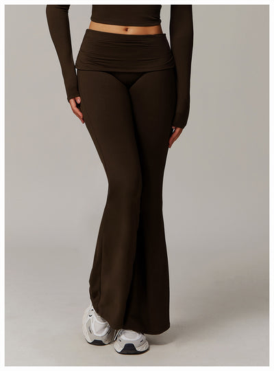 Pantalones Yoga Plisados Cintura Alta para Mujer - Diseño Acampanado Versátil - Image 11