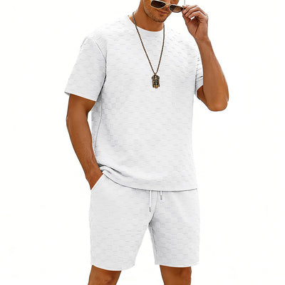 Conjunto de Playera y Shorts Casuales a Cuadros para Hombre - Image 21