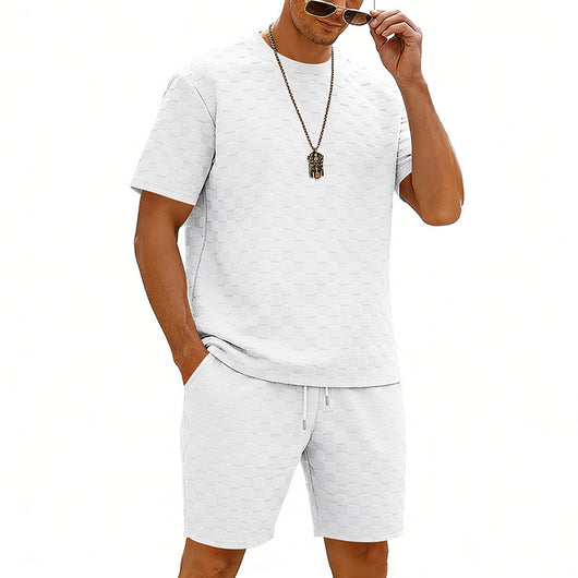 Conjunto de Playera y Shorts Casuales a Cuadros para Hombre - Image 21