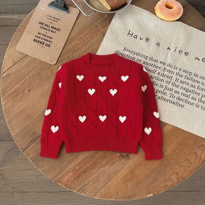 Suéter Infantil de Algodón Niño y Niña Cuello Redondo Rojo - Image 28