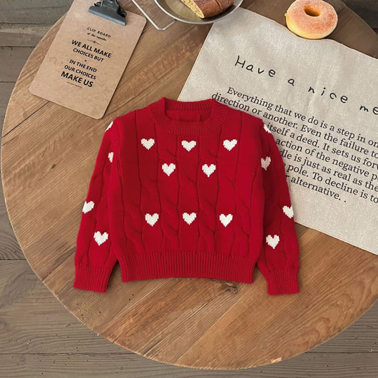 Suéter Infantil de Algodón Niño y Niña Cuello Redondo Rojo - Image 28