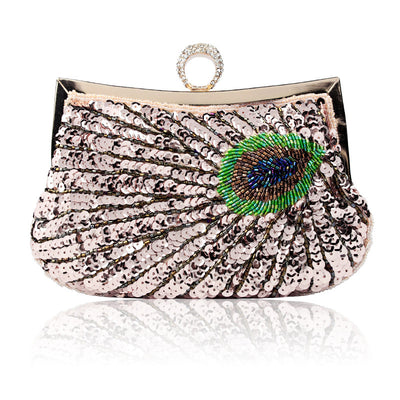 Bolso de Cena con Anillo de Cuentas Pavo Real Hecho a Mano - Image 12