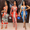 Traje Envolvente Plisado con Escote Estampado y Abertura Lateral