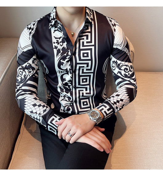 Camisa Manga Larga Estampada Slim Fit para Hombre - Image 24