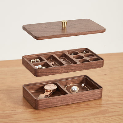 Caja de Almacenamiento Doble para Joyas de Nogal - Image 4