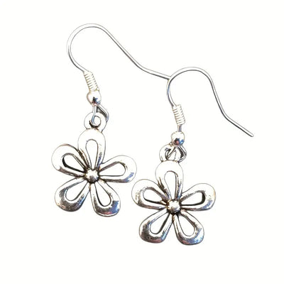 Silver-colored snake chain necklace with a delicate flower pendant and an adjustable lobster clasp closure. - Image 9