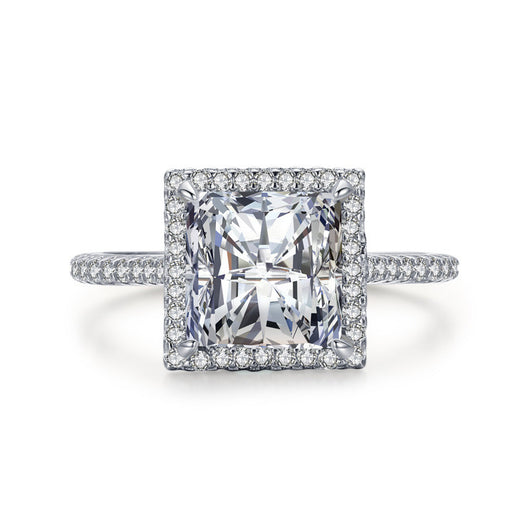 Anillo de Plata 925 con Diamante de Simulación Cuadrado - Image 5