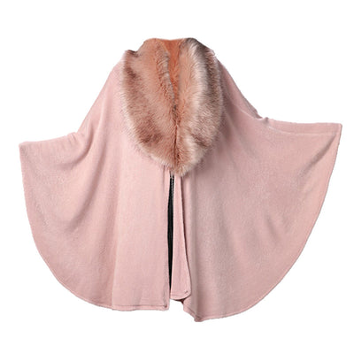 Poncho Capa de Punto con Cuello de Pelaje Sintético Oversized - Image 8
