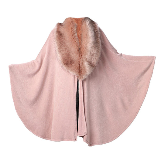 Poncho Capa de Punto con Cuello de Pelaje Sintético Oversized - Image 8