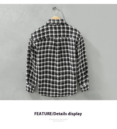 Camisa Cuadros Suelta Japonesa de Manga Larga para Hombre - Image 12